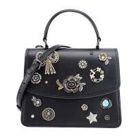 COACH 蔻驰 奢侈品 女士专柜款黑色皮革手提单肩斜挎包