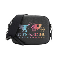 COACH 蔻驰 奢侈品 女士专柜款黑色皮革单肩斜挎包 69417 GM/BK