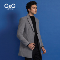 G＆G 男士冬季毛呢大衣男中长款灰色流行青年潮流秋冬款呢子大衣