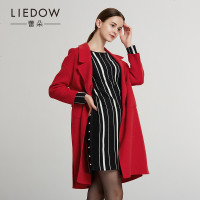 LIEDOW/蕾朵2018秋冬新款纯色毛呢大衣女修身中长款羊毛大衣外套