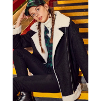 拉夏贝尔集团旗下2018秋冬新款韩版学生短款加厚呢子大衣 S 骆色