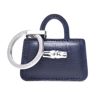 Longchamp 珑骧 女士Roseau系列海军蓝色金属配皮钥匙圈钥匙扣 6982 871 006