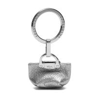 Longchamp 珑骧 女士Le Foulonné系列银色金属配皮挂饰钥匙扣 6983 021 023