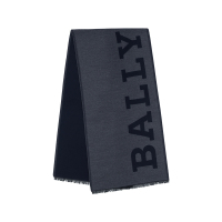 巴利 BALLY 男士羊毛深灰色徽标图案保暖围巾M7BA528F