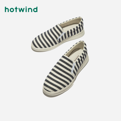 热风hotwind2019年春季新款潮流时尚休闲鞋圆头厚底青年帆布鞋H30M9101