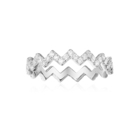 [apm MONACO]林志玲同款Z字925银戒指女士个性时尚镶晶钻银饰指环欧美风格A17931OX