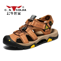 公牛世家(G.N.Shi Jia)男士户外沙滩鞋真皮商务休闲鞋头层牛皮透气男鞋GN8327