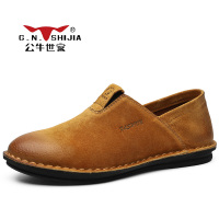 公牛世家(G.N.Shi Jia)男士套脚商务休闲鞋真皮休闲皮鞋复古男鞋GN8605