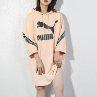彪马（Puma）女装韩版连帽舒适透气针织套衫中长款卫衣596026