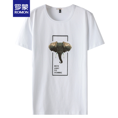 罗蒙(ROMON)夏季男士商务休闲短袖T恤45K545