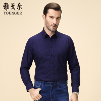 Youngor/雅戈尔秋季新品男士商务正装蓝色DP免烫长袖衬衫361FFY