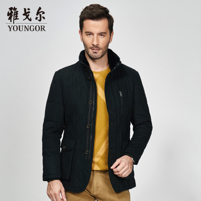 Youngor/雅戈尔冬季男士棉衣羊毛商务休闲夹克修身外套4458043PQY