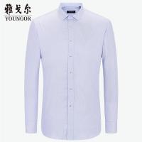 Youngor/雅戈尔春季新品男士商务休闲蓝色条纹衬衫014HFA