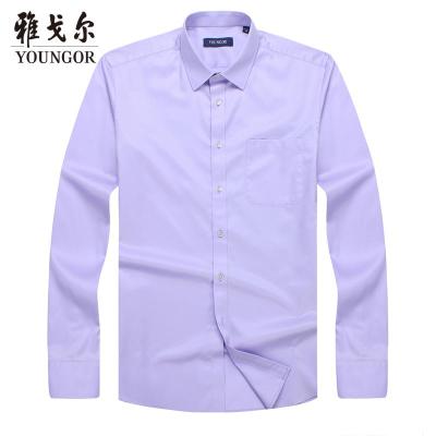 Youngor/雅戈尔男装商务正装纯棉面料 DP免烫紫色衬衫171LJA