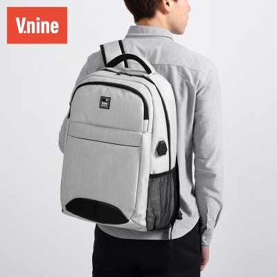 第九城（V.NINE）双肩包男士背包大容量休闲商务电脑包15.6英寸USB接口韩版多功能学生书包