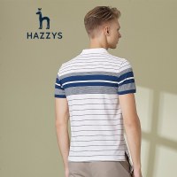 哈吉斯HAZZYS 春夏新款POLO衫男渐变条纹质感T恤