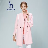 哈吉斯HAZZYS 秋季新款单西女简约西装修身长款时尚大衣