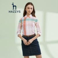 哈吉斯HAZZYS 春夏新款衬衫女格纹时尚休闲衬衫