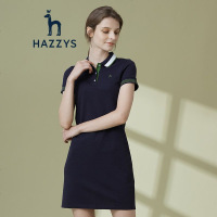 哈吉斯HAZZYS 春夏新款女连衣裙短袖运动polo裙简约纯色