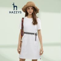哈吉斯HAZZYS 纯色高腰连衣裙时尚简约连衣裙
