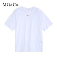 MOCO纯棉小心机T恤女黑色短袖2018新款复古港味上衣字母半袖