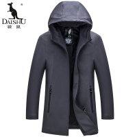 袋鼠(DAISHU) 2019春季新品男士夹克 中长款抽绳连帽外套 DS17209