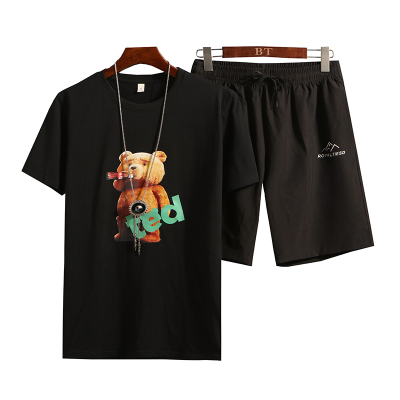 袋鼠(DAISHU)男装夏季新款熊猫时尚潮牌短袖套装