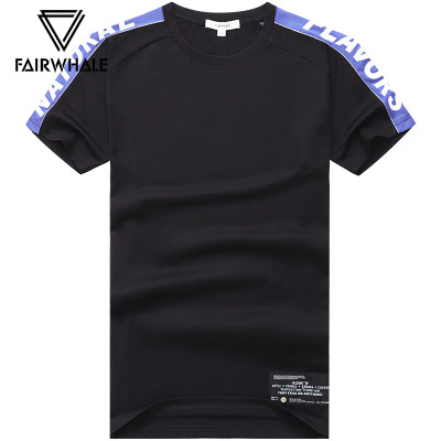 马克华菲男士短袖T恤2019夏季韩版纯棉新款体恤黑夏装打底衫半袖