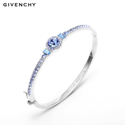 Givenchy/纪梵希 闪耀系列蓝色仿水晶银色按扣式女士手镯
