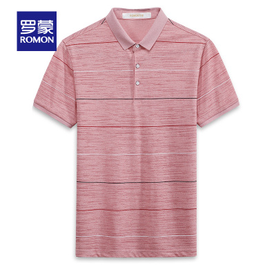 Romon/罗蒙短袖T恤男士夏季薄款中青年条纹t恤商务时尚男士POLO衫