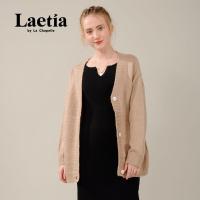 拉夏贝尔Laetia纯色宽松大码开衫针织外套马海毛毛衣911612003