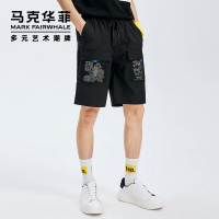 马克华菲休闲裤男士2020年夏季新款潮流趣味印花抽绳运动短裤