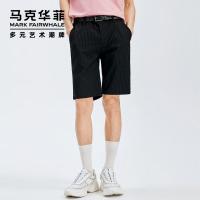 马克华菲休闲短裤男士2020夏季新款竖条纹简约时尚五分裤