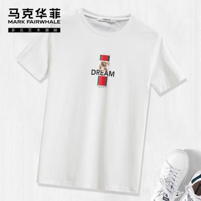 马克华菲短袖T恤 男2020夏季新款潮流男士动物字母印花圆领衣服