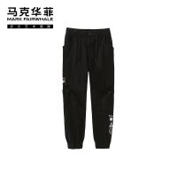 B商场同款马克华菲休闲裤男2020夏季新款潮流黑色多口袋工装长裤