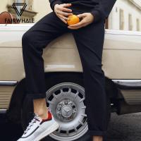 马克华菲牛仔裤男士2019秋季新款简约纯色黑色休闲长裤潮流
