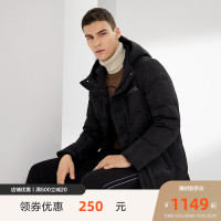 波司登outlets奥莱新款中长款时尚连帽印花保暖冬羽绒服