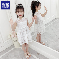 罗蒙女童连衣裙夏装2019新款儿童童装蕾丝裙子女孩公主裙韩版洋气