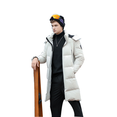雪中飞羽绒服男士长款过膝冬季外套男潮加厚连帽滑雪大衣