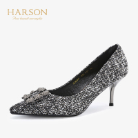 HARSON/哈森 尖头水钻女鞋浅口高跟单鞋HL96003