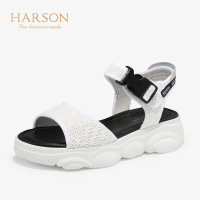 HARSON/哈森 露趾纯色女鞋厚底休闲凉鞋HM97193