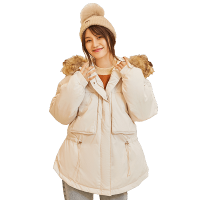 坦博尔冬季短款带帽羽绒服女装韩版大毛领羽绒服外套TD19168
