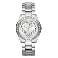 GUESS银色水晶爱心女士石英腕表+W1061L1