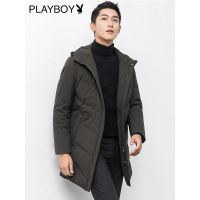 花花公子(PLAYBOY ICON)男士冬季韩版连帽时尚休闲商务连帽羽绒服外套