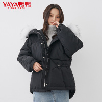 鸭鸭(yaya)小个子工装风羽绒服女短款韩版加厚保暖连帽学生外套新款冬