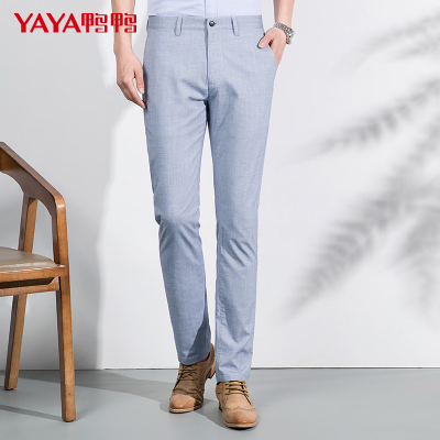 鸭鸭（57.9%棉）新款男士休闲裤舒适透气商务直筒长裤