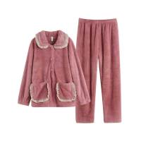 【速暖绒】秋冬季珊瑚绒睡衣女加厚保暖家居服两件套装