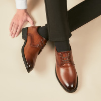 Brookings春夏2023新款软底男士英伦休闲商务正装皮鞋尖头舒适男