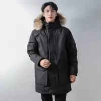 新款大毛领90绒貉子毛羽绒服工装带帽加厚外套加大码