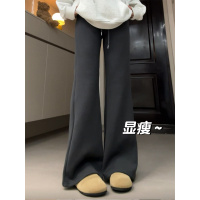 灰色喇叭运动裤子女春秋新款高腰显瘦休闲运动小个子微喇卫裤